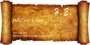 Hári Elek névjegykártya